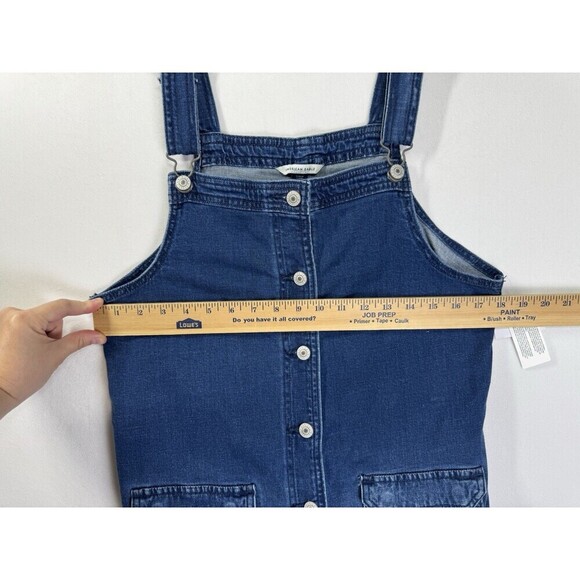 American Eagle Denim Pinafore Jumper Dress Size Medium Blue Raw Hem Pockets NWT - Picture 10 of 11